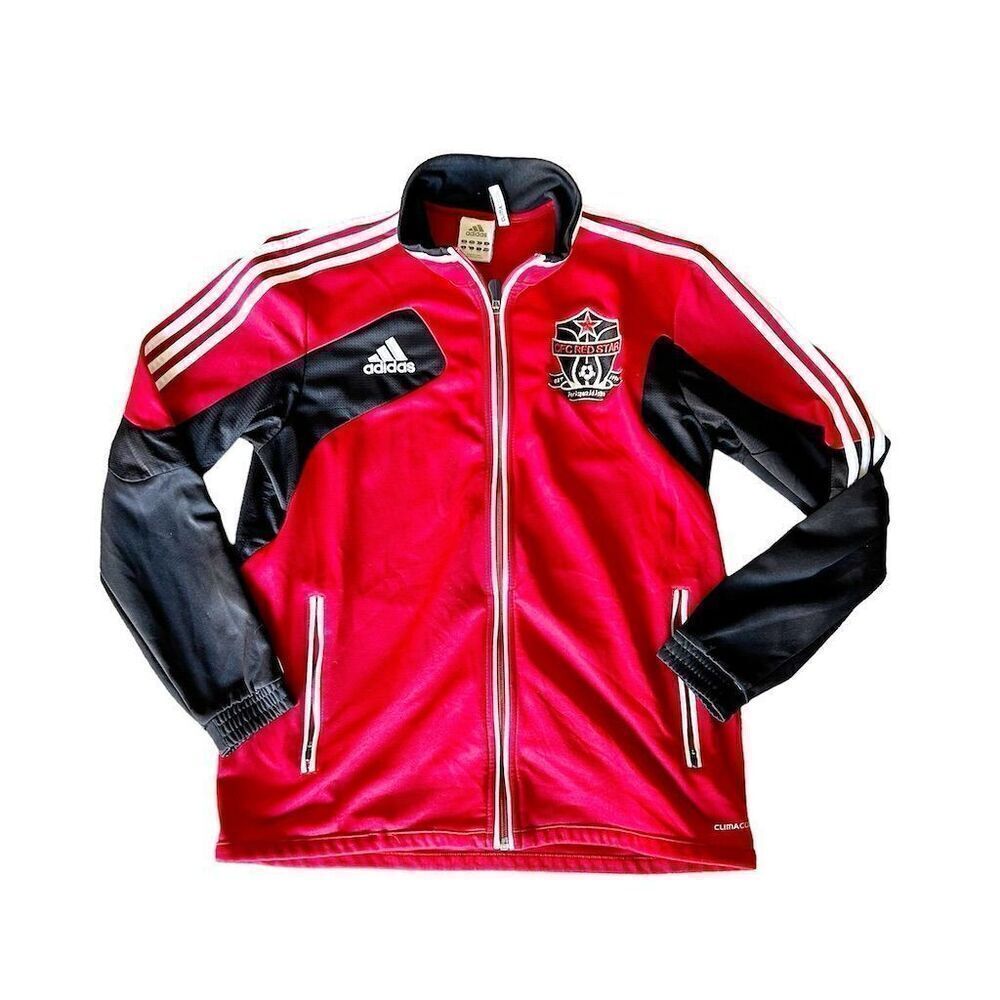 Adidas Men's Red Star FC Soccer Training Jacket Size‎ L Red Long Sleeve